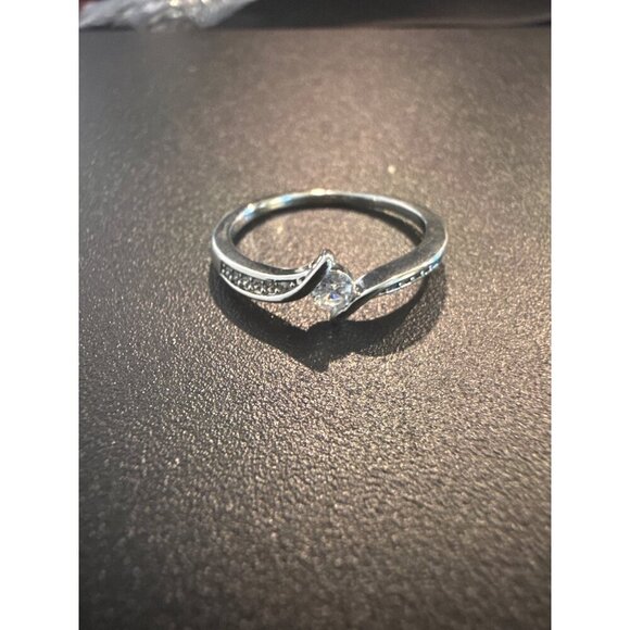 Sterling Silver Plated Twist Engagement Ring With Cubic Zirconia Stone - Picture 4 of 6